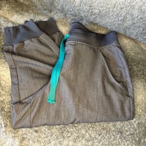 Figs Charcoal Joggers with Teal Accent